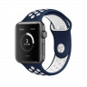 Ремешок силиконовый для Apple Watch 42mm / 44mm / 45mm спортивный Nike (сине-белый) 1231 - Ремешок силиконовый для Apple Watch 42mm / 44mm / 45mm спортивный Nike (сине-белый) 1231