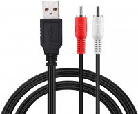 USB кабель переходник 3.5mm AUX на 2xRCA 1 метр (5003)