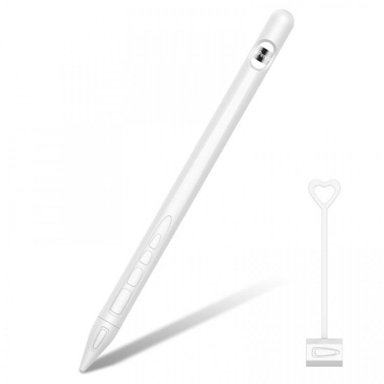 Силиконовый чехол + держатель зарядки для Apple Pencil 1 (белый) 53201