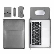 БРОНЬКА Чехол-конверт для MacBook Pro / Air 15&quot; PU кожа + кейс для мыши / зарядки / кабеля (тёмно-серый) 7028 - БРОНЬКА Чехол-конверт для MacBook Pro / Air 15" PU кожа + кейс для мыши / зарядки / кабеля (тёмно-серый) 7028