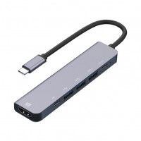 BRONKA Хаб Type-C 6в1 (HDMI x1 / PD 3.0 x1 / USB-C x1 / USB 3.0 x3 ) модель UC90 цвет серый космос (Г90-52618)