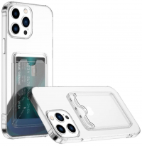 Чехол для iPhone 12 Pro Max силиконовый усиленный с защитой для камеры и картхолдером (прозрачный) 3645