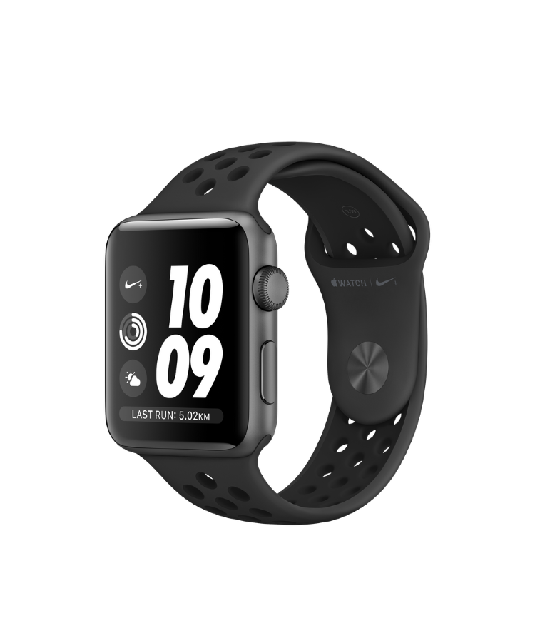 Ремешок силиконовый для Apple Watch 42mm / 44mm / 45mm спортивный Nike (чёрный) 1231