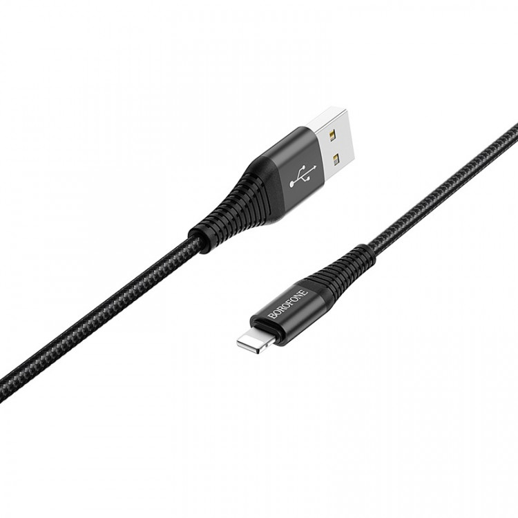 BOROFONE USB кабель нейлоновый 8-pin BX29 2.4A, 1метр (чёрный) 6423