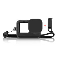 PULUZ Чехол силиконовый для GoPro 9 (чёрный) + шнурок + защита линзы + боковая крышка (PU540B)