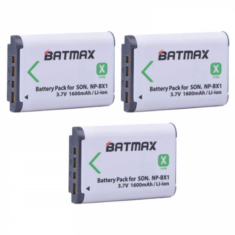 (3 ШТ) BATMAX Набор АКБ аккумулятор NP-BX1 для экшн камеры SONY (3.7V 1600mAh Li-ion) 25063