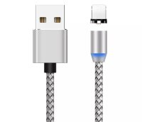 USB кабель магнитный 8-pin нейлоновый X-Cable (серебро) 8201