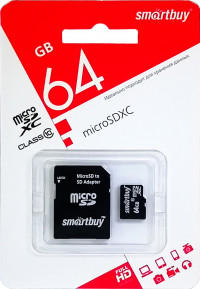 SmartBuy Флэш карта microSD XC Class 10 64Gb ADP (9536)
