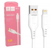DENMEN USB кабель 8-pin lightning D01L 2.4A, 1 метр (белый) 7074