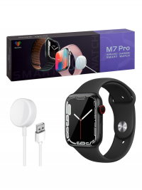Смарт часы умные M7 PRO 45mm NFC + магнитная зарядка таблетка (черный) 44996