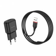 BOROFONE СЗУ + USB кабель lightning 8-pin BA48A 1 порт USB 2.1A, длина: 1 метр (чёрный) Г-14 8304 - BOROFONE СЗУ + USB кабель lightning 8-pin BA48A 1 порт USB 2.1A, длина: 1 метр (чёрный) Г-14 8304