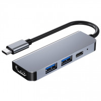 BRONKA Хаб Type-C 4в1 (USB 3.0 х1 / USB 2.0 х1 / HDMI х1 / PD х1 ) серый космос (Г90-31538)