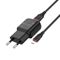 BOROFONE СЗУ Блок питания + USB кабель micro, BA48A, 1 порт USB, длина: 1 метр, 2.1A (чёрный) 8373