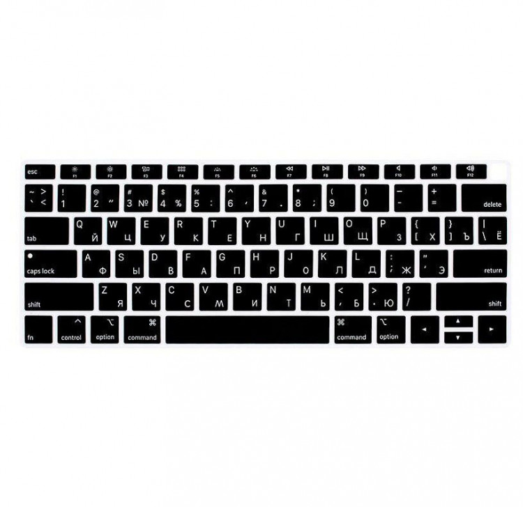БРОНЬКА Накладка на клавиатуру MacBook Air 13 2018-2019 (A1932) силикон USA (чёрный) 9381