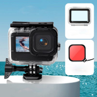 Аквабокс для GoPro 9 / GoPro 10 до 45м (сенсорная крышка + фильтр красный) 0484