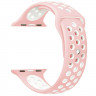 Ремешок силиконовый для Apple Watch 38mm / 40mm / 41mm спортивный Nike (розово-белый) 2501 - Ремешок силиконовый для Apple Watch 38mm / 40mm / 41mm спортивный Nike (розово-белый) 2501