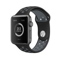 Ремешок силиконовый для Apple Watch 38mm / 40mm / 41mm спортивный Nike (чёрно-серый) 2501