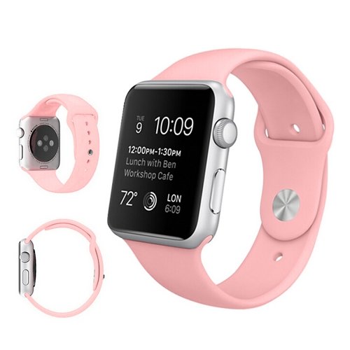 Ремешок Apple Watch 38mm / 40mm силикон гладкий (розовый) 6339
