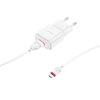 BOROFONE СЗУ Блок питания + USB кабель micro, BA48A, 1 порт USB, длина: 1 метр, 2.1A (белый) 8373
