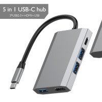 BASIX Хаб Type-C 5в1 (USB 3.0 х3 / HDMI х1 / PD х1) модель TW5A (4100H)