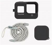 TELESIN Чехол силиконовый для GoPro HERO 9/10/11 (чёрный) + шнурок + защита линзы (GP-HER-043) 22130