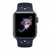 Ремешок силиконовый для Apple Watch 38mm / 40mm / 41mm спортивный Nike (сине-чёрный) 2501 - Ремешок силиконовый для Apple Watch 38mm / 40mm / 41mm спортивный Nike (сине-чёрный) 2501