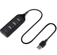 БРОНЬКА USB-хаб 4в1 (USB 2.0 х4) кабель 30см чёрный (1034)