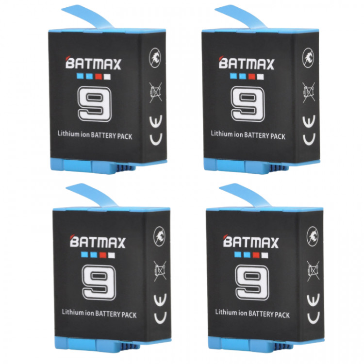 (НАБОР 4ШТ) BATMAX Набор АКБ аккумулятор для GoPro HERO 9 / GoPro HERO 10 (3.85V 1780mAh Li-ion 6.85Wh) Код МС: 109665