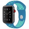 Ремешок силиконовый для Apple Watch 38mm / 40mm / 41mm спортивный Nike (сине-голубой) 2501 - Ремешок силиконовый для Apple Watch 38mm / 40mm / 41mm спортивный Nike (сине-голубой) 2501