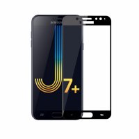 Стекло для Samsung J7 Plus полная проклейка (чёрный) 8272