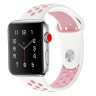 Ремешок силиконовый для Apple Watch 38mm / 40mm / 41mm спортивный Nike (бело-розовый) 2501 - Ремешок силиконовый для Apple Watch 38mm / 40mm / 41mm спортивный Nike (бело-розовый) 2501