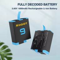 SHOOT Сменный аккумулятор Quick Charge 1800mAh для GoPro Hero 9 (AHDBT-901) 17563 - SHOOT Сменный аккумулятор Quick Charge 1800mAh для GoPro Hero 9 (AHDBT-901) 17563