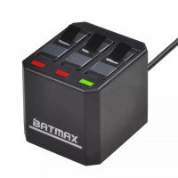 BATMAX ЗУ зарядное устройство для 3-х аккумуляторов GoPro Hero 5 / 6 / 7 / 8 с LED индикацией модель "Стакан" (37240)