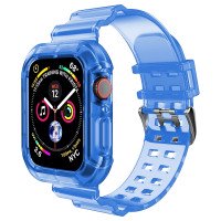 Прозрачный TPU ремешок для Apple Watch Ultra 49mm / 45mm / 44mm / 42mm (синий) 4957