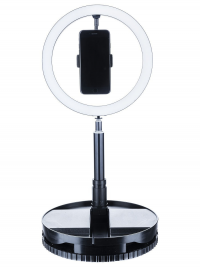 Кольцевая лампа G1 LED 26см со складным штативом 168 см (чёрный) 6683