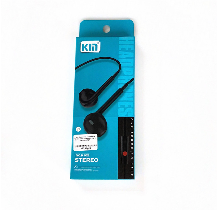 KIn Наушники проводные K102 3.5mm вкладыши Stereo (чёрный) 7371