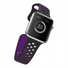 Ремешок силиконовый для Apple Watch 38mm / 40mm / 41mm спортивный Nike (чёрно-фиолетовый) 2501 - Ремешок силиконовый для Apple Watch 38mm / 40mm / 41mm спортивный Nike (чёрно-фиолетовый) 2501