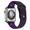Ремешок силиконовый для Apple Watch 38mm / 40mm / 41mm спортивный Nike (чёрно-фиолетовый) 2501 - Ремешок силиконовый для Apple Watch 38mm / 40mm / 41mm спортивный Nike (чёрно-фиолетовый) 2501