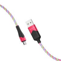 BOROFONE USB кабель micro RGB LED BU19 2.4A, длина: 1 метр (розовый) 3246