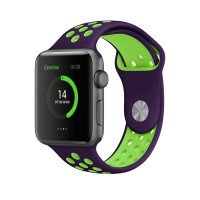 Ремешок силиконовый для Apple Watch 38mm / 40mm / 41mm спортивный Nike (фиолетово-зелёный) 2501