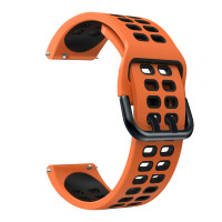 Ремешок силиконовый "Sport" для Умных часов 20mm на классической застёжке в 2 ряда (оранжево-чёрный) 8556