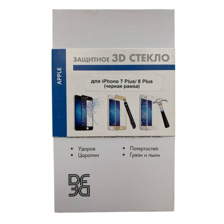 DF Стекло для iPhone 7 Plus / 8 Plus 3D Premium 9H серии (чёрный) 2305