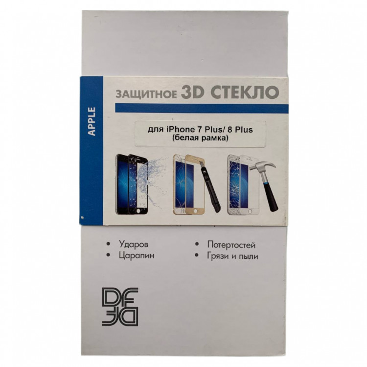 DF Стекло для iPhone 7 Plus / 8 Plus 3D Premium 9H серии (белый) 2305