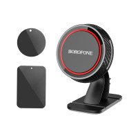BOROFONE Держатель в авто BH13 магнитный на панель 360° + держатель для USB (чёрно-красный) 4838